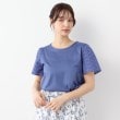 ローラアシュレイ(LAURA ASHLEY)の【洗える／コットン100％/日本製／袖レース】デザインTシャツ ネイビー(095)