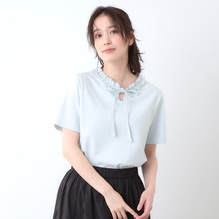 ローラアシュレイ(LAURA ASHLEY)の【前後2WAY／コットン100％/日本製】フリルネック Tシャツ Ｔシャツ