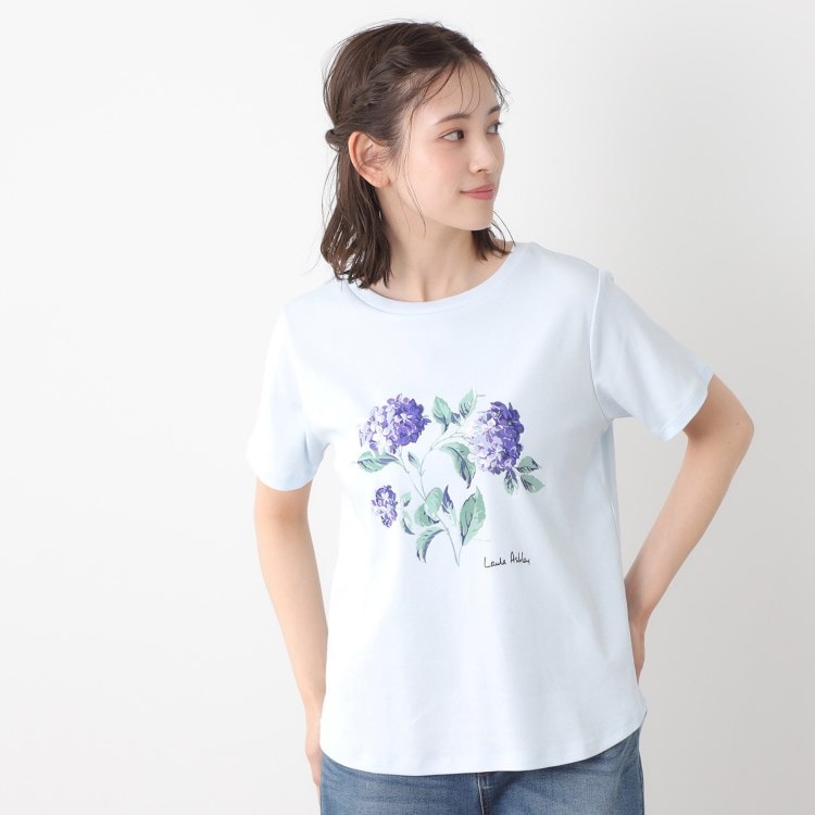 ローラアシュレイ(LAURA ASHLEY)の【コットン100％／洗える】ハイドランジア柄Tシャツ Ｔシャツ