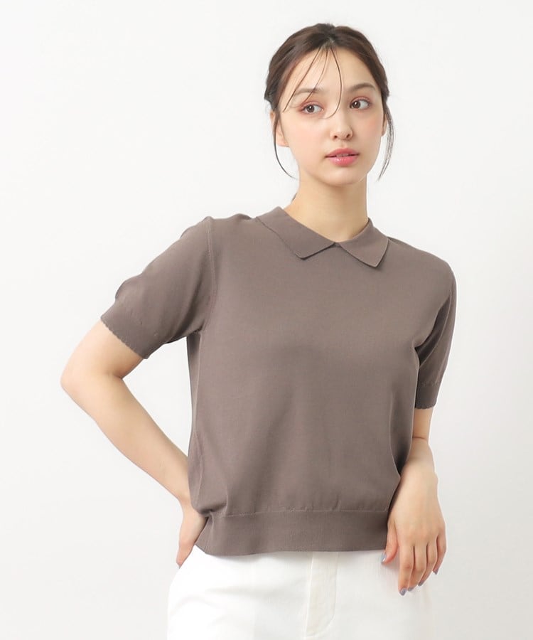 ローラアシュレイ(LAURA ASHLEY)の【UVカット／洗える】衿付きサマーニット モカブラウン(042)