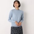 ローラアシュレイ(LAURA ASHLEY)の【洗える】フリルハイネックコットン混プルオーバー ライトブルー(091)