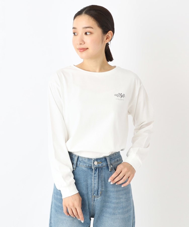 ローラアシュレイ(LAURA ASHLEY)の【洗える】ブランブルロングTシャツ ホワイト(002)