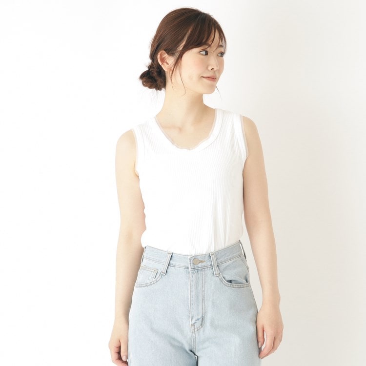 ローラアシュレイ(LAURA ASHLEY)の【綿混素材】チュールタンクトップ タンクトップ・キャミソール