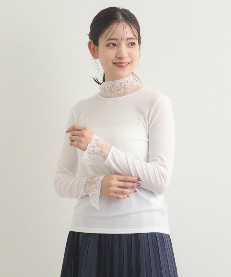 ローラアシュレイ(LAURA ASHLEY)の【チュール付き】フライスカットソー オフホワイト(003)