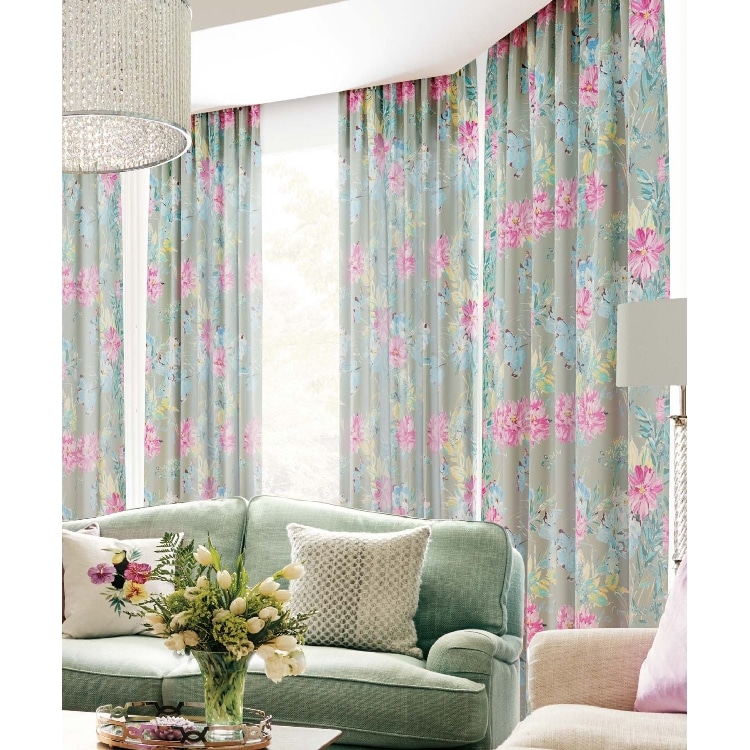 ローラアシュレイホーム(LAURA ASHLEY HOME)の【コスモス/洗える/リサイクル】ペイントタッチフラワーカーテン　W100×H200cm カーテン