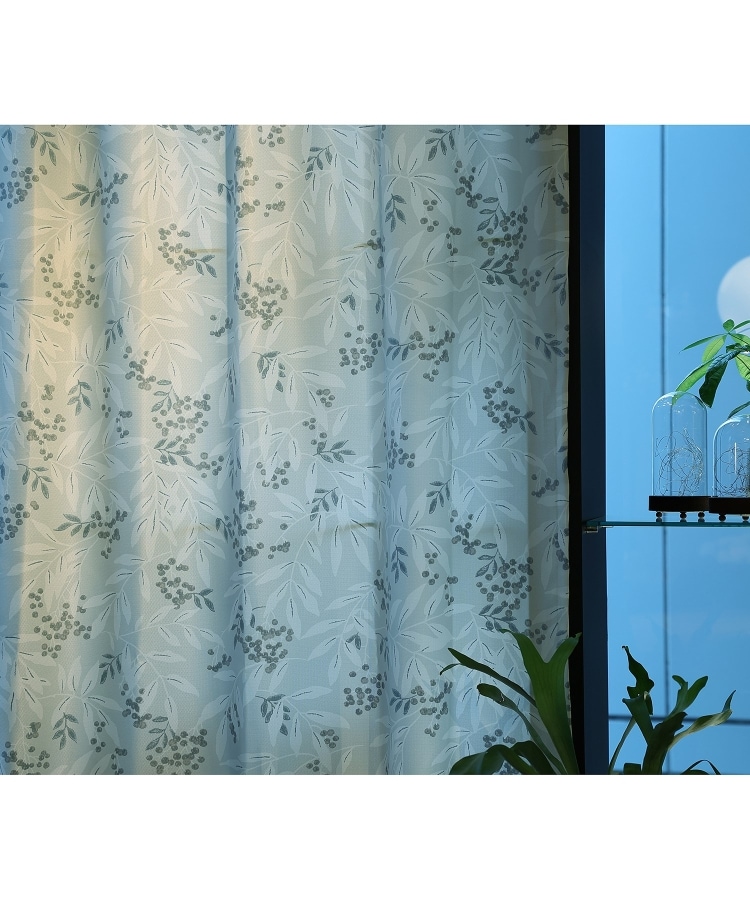 ローラアシュレイホーム(LAURA ASHLEY HOME)の【グリーンデイル/洗える/リサイクル】ボタニカルプリントカーテン　W100×H200cm ライトグレー(111)