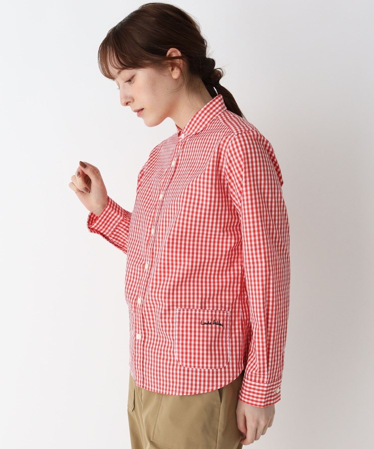 ローラアシュレイホーム(LAURA ASHLEY HOME)の【Lサイズあり/日本製/ワンマイルウエア】丸衿ロゴ刺しゅうシャツ レッド(262)