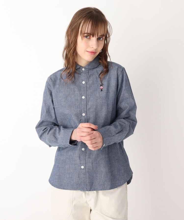 ローラアシュレイホーム(LAURA ASHLEY HOME)の刺繍入りラウンドカラーシャツ ブルー(092)