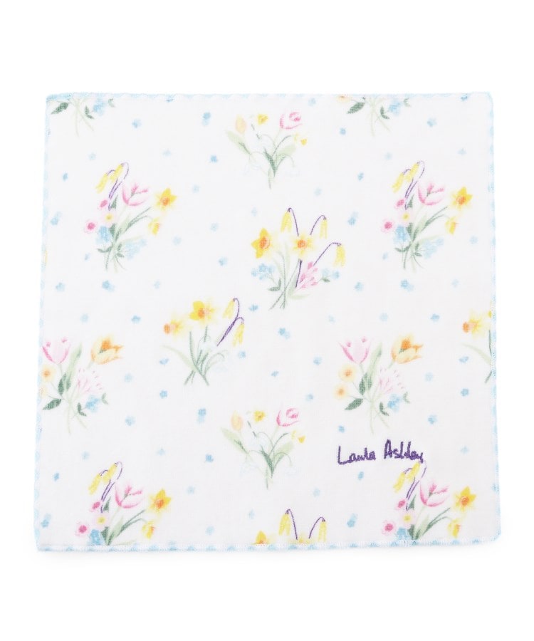 ローラアシュレイホーム(LAURA ASHLEY HOME)の【スプリング ポージーズ】柄 プリントタオルハンカチ アイボリー(104)
