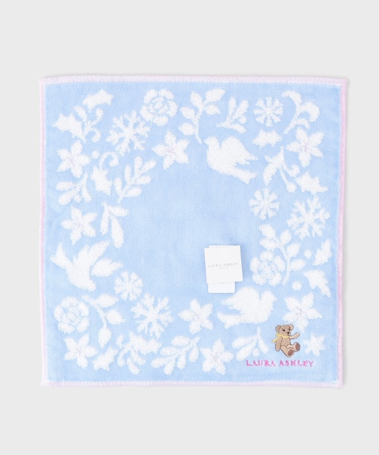 ローラアシュレイホーム(LAURA ASHLEY HOME)の【WINTER/お配りギフトにおすすめ！】ベア刺繍 タオルハンカチ パープル(181)