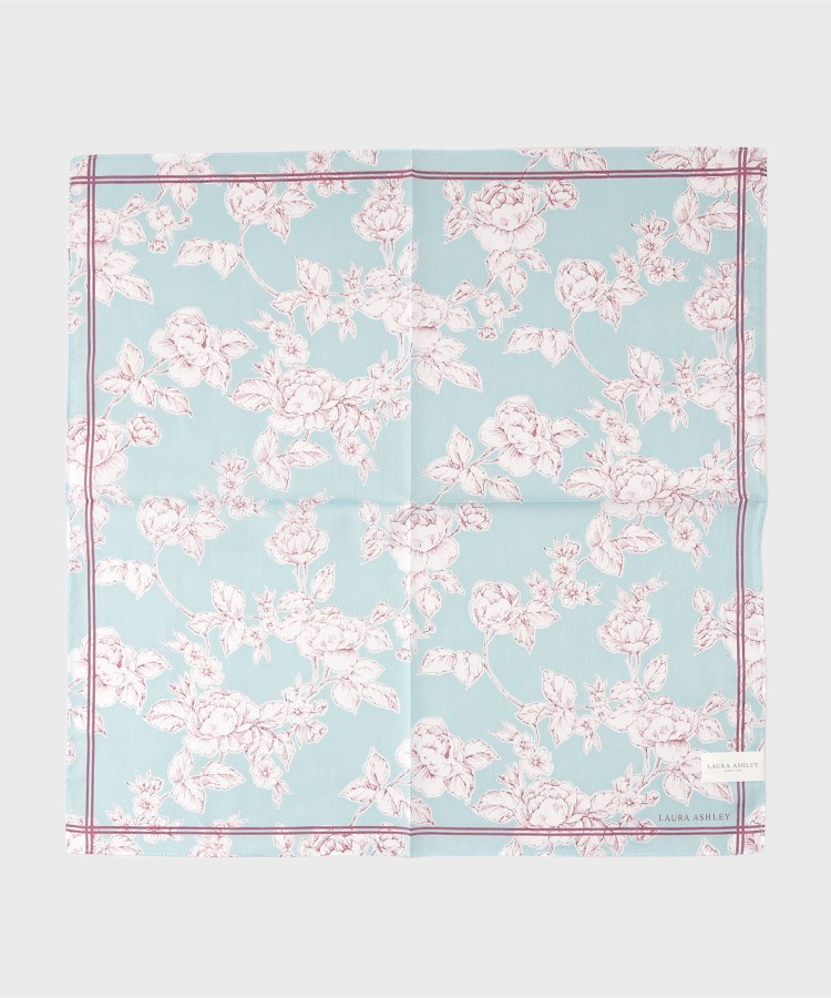 ローラアシュレイホーム(LAURA ASHLEY HOME)のポリントンローゼズ柄 プリントハンカチ ブルー(192)