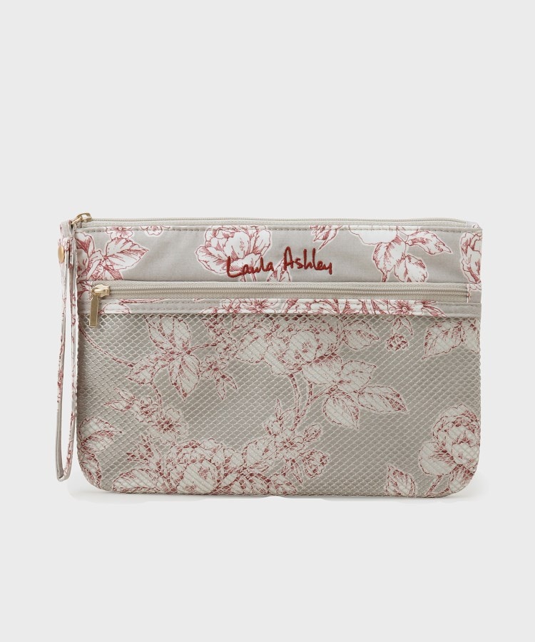 ローラアシュレイホーム(LAURA ASHLEY HOME)のポリントン ローゼズ柄 ポーチ ライトベージュ(151)