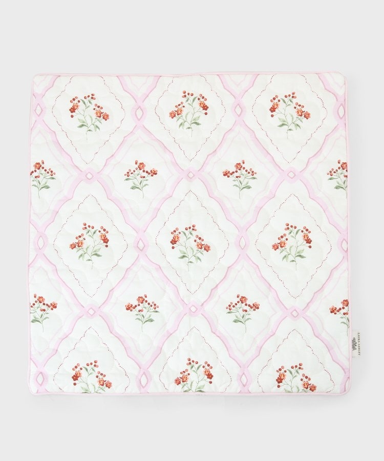 ローラアシュレイホーム(LAURA ASHLEY HOME)のピンフォードトレリス＆ダンデライオン柄 キルトクッションカバー  45×45cm ピンク(171)