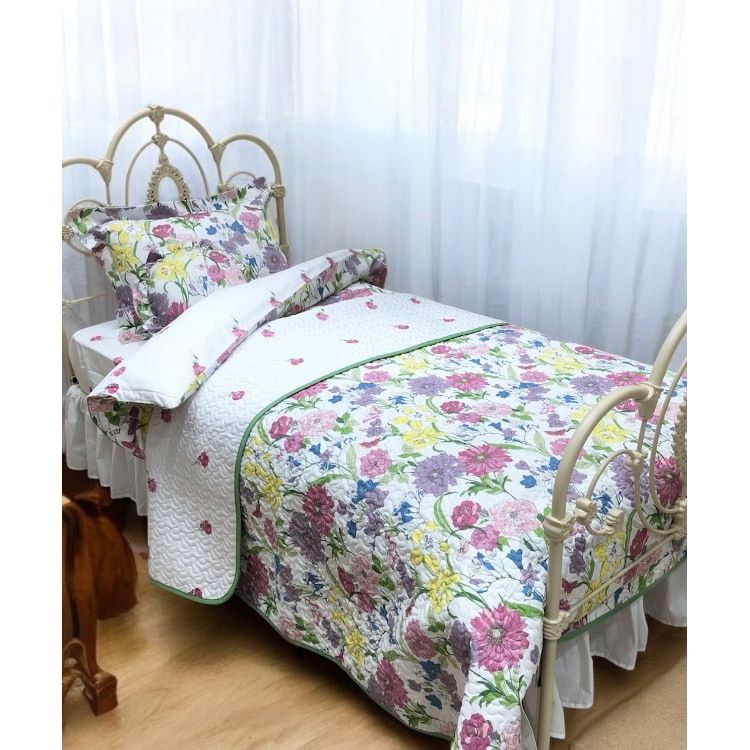 ギリー柄 キルトマルチカバー 200×250cm(ベッド・寝具 ギリー柄 キルトマルチカバー 200×250cm(ベッド・寝具