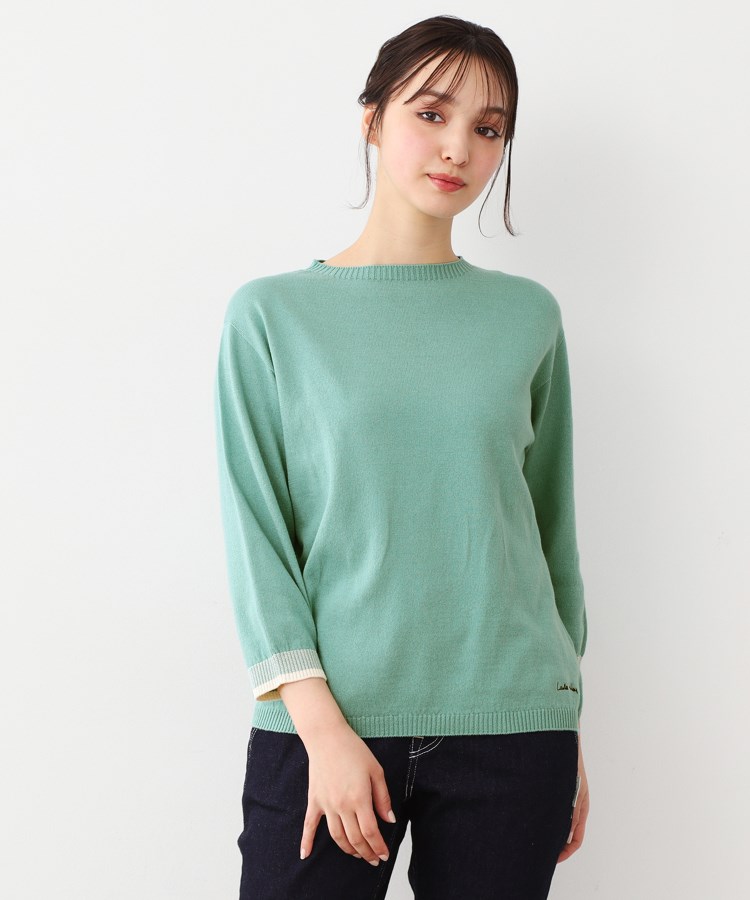 ローラアシュレイホーム(LAURA ASHLEY HOME)の【日本製/八分袖/ワンマイルウエア】コットン コンパクトヤーン プルオーバー グリーン(122)