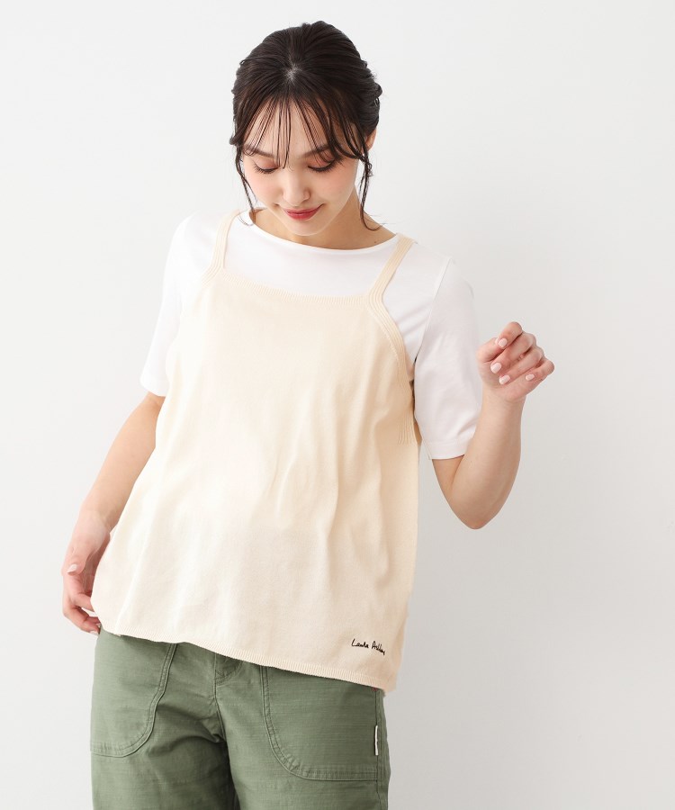 ローラアシュレイホーム(LAURA ASHLEY HOME)の【日本製/ワンマイルウエア】コットン コンパクトヤーン キャミソール ホワイト(002)