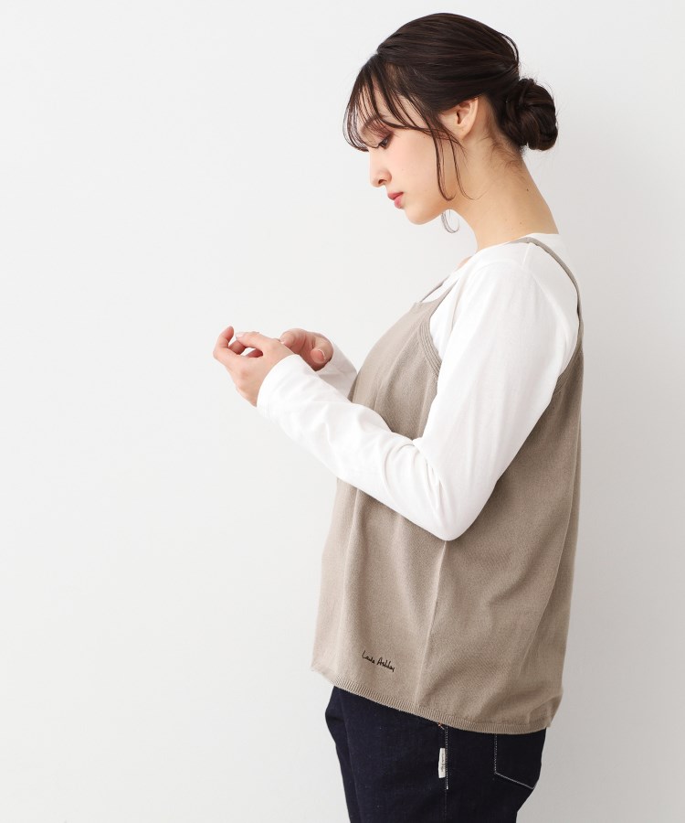 ローラアシュレイホーム(LAURA ASHLEY HOME)の【日本製/ワンマイルウエア】コットン コンパクトヤーン キャミソール ベージュ(052)