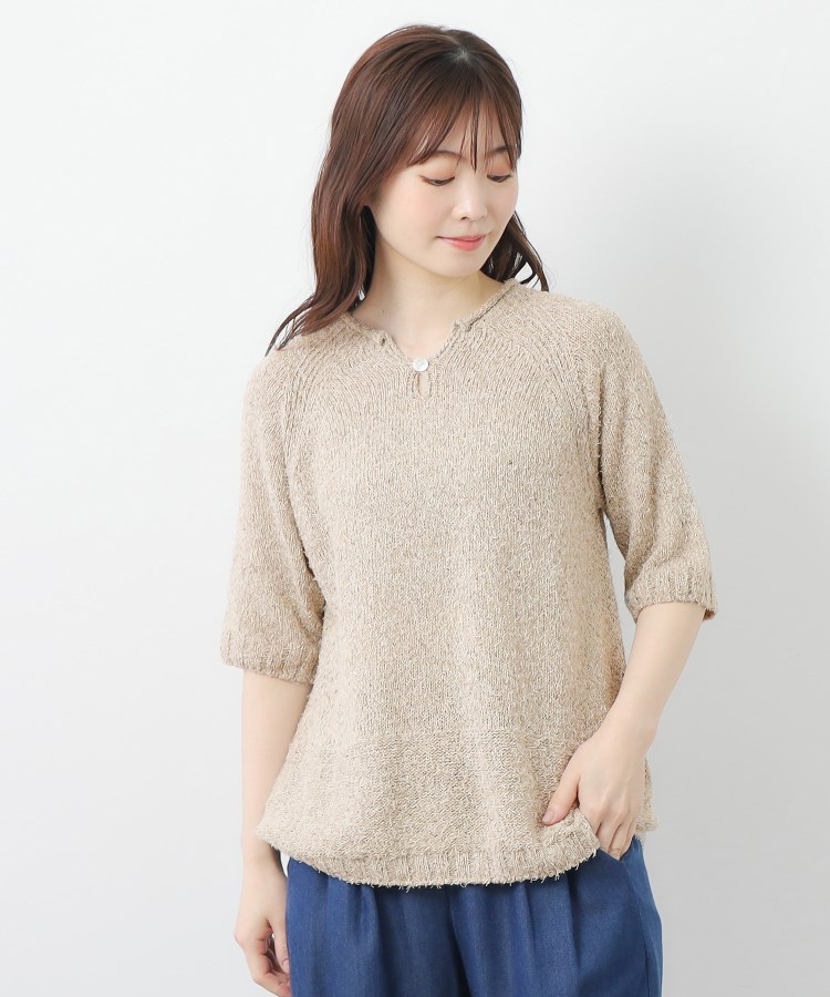限定店舗展開/日本製/ワンマイルウエア】シルクネップ混 半袖