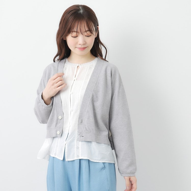 ローラアシュレイホーム(LAURA ASHLEY HOME)の【コットン100%/日本製/ワンマイルウエア】鹿の子Vネックカーディガン カーディガン/ボレロ