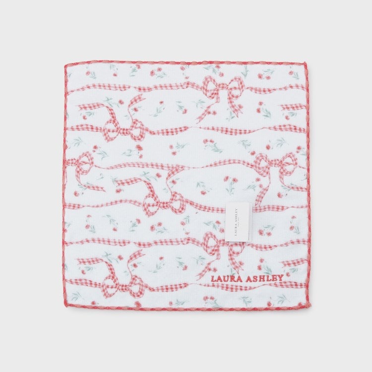 ローラアシュレイホーム(LAURA ASHLEY HOME)のラークフィールドリボン プリントガーゼタオルハンカチ ハンカチ・ハンドタオル