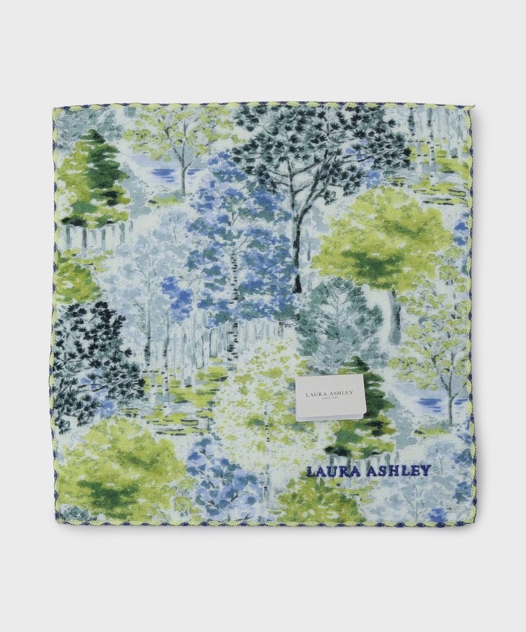 ローラアシュレイホーム(LAURA ASHLEY HOME)のバーンウッド プリントガーゼタオルハンカチ ブルー(192)