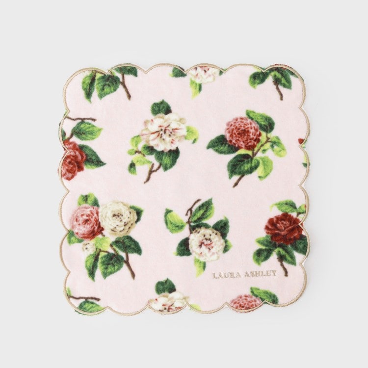 ローラアシュレイホーム(LAURA ASHLEY HOME)のカミール柄 プリント スカラップ刺繍タオルハンカチ ハンカチ・ハンドタオル