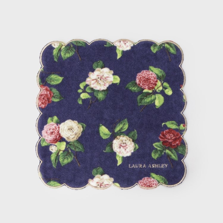 ローラアシュレイホーム(LAURA ASHLEY HOME)のカミール柄 プリント スカラップ刺繍タオルハンカチ ハンカチ・ハンドタオル