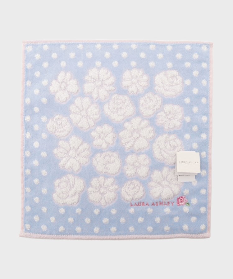 ローラアシュレイホーム(LAURA ASHLEY HOME)のドットフラワー柄 タオルハンカチ ブルー(191)