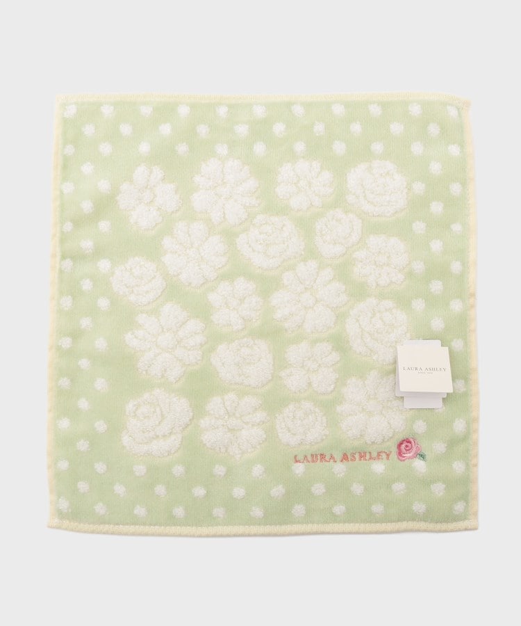 ローラアシュレイホーム(LAURA ASHLEY HOME)のドットフラワー柄 タオルハンカチ ミントグリーン(121)