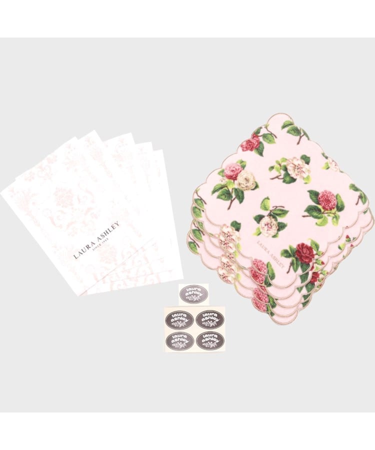 ローラアシュレイホーム(LAURA ASHLEY HOME)の【WEB限定】カミール柄 プリントハンカチ5枚セット （ローラアシュレイ ギフト袋＆シール）付き ピンク(172)
