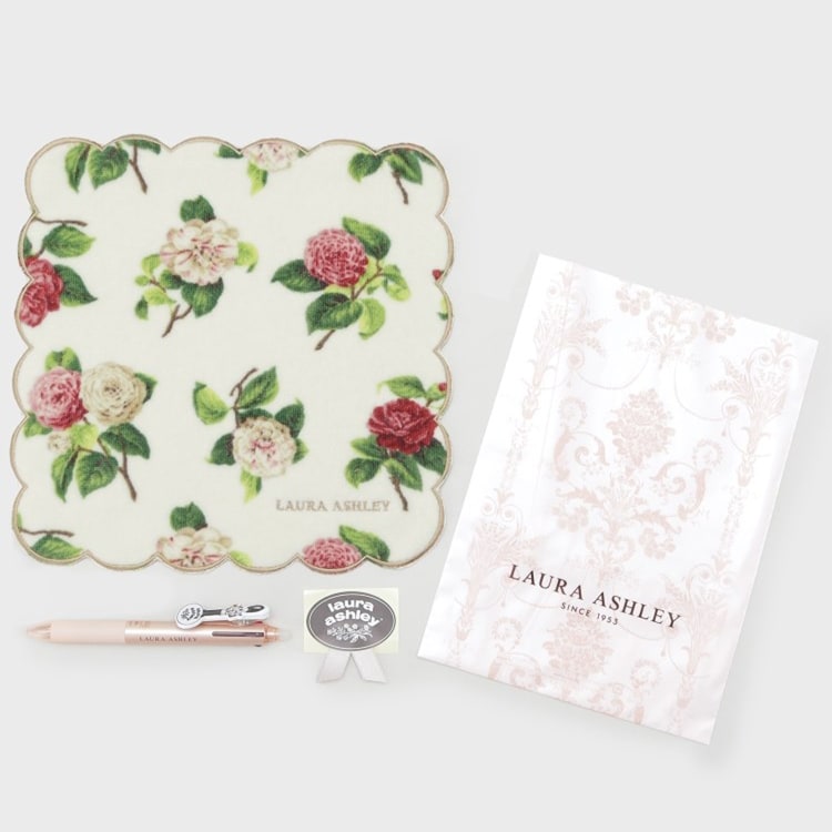 ローラアシュレイホーム(LAURA ASHLEY HOME)の【WEB限定】ヴィンテージソルジャー フリクションボール3 スリム038＆カミール柄 プリントハンカチ セット （ローラアシュレイ ギフト袋＆シール）付き ハンカチ・ハンドタオル