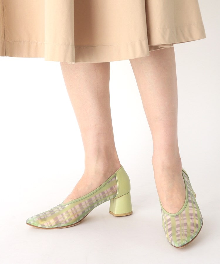 【ふるさと割】靴ミドルチャンキーヒール透かし柄パンプス（パンプス） | ESPERANZA
