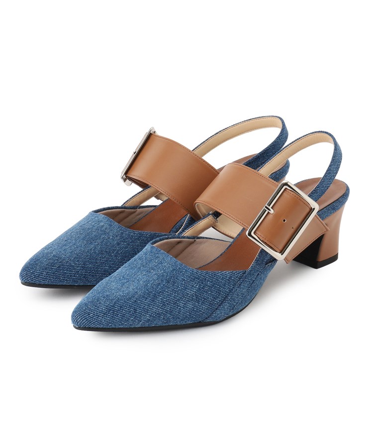 エスペランサ(ESPERANZA)のバックルベルトバックストラップパンプス デニム(393)