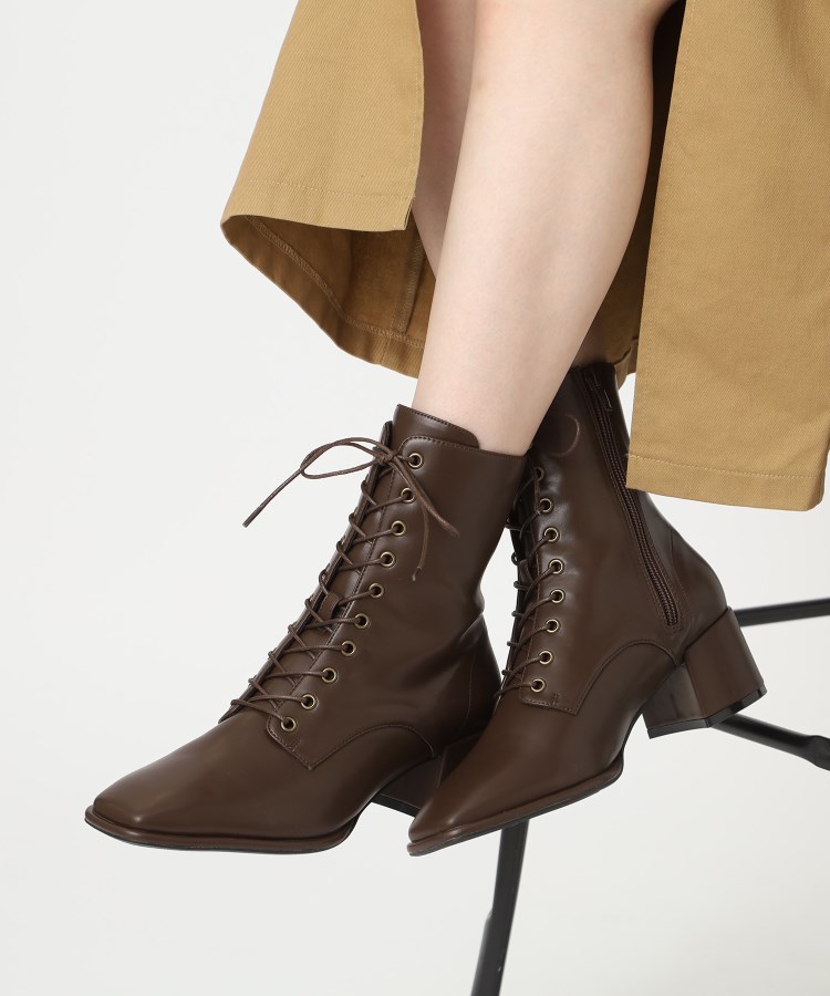 厚底 スエード レースアップブーツ】 col./ベージュ ¥63,980