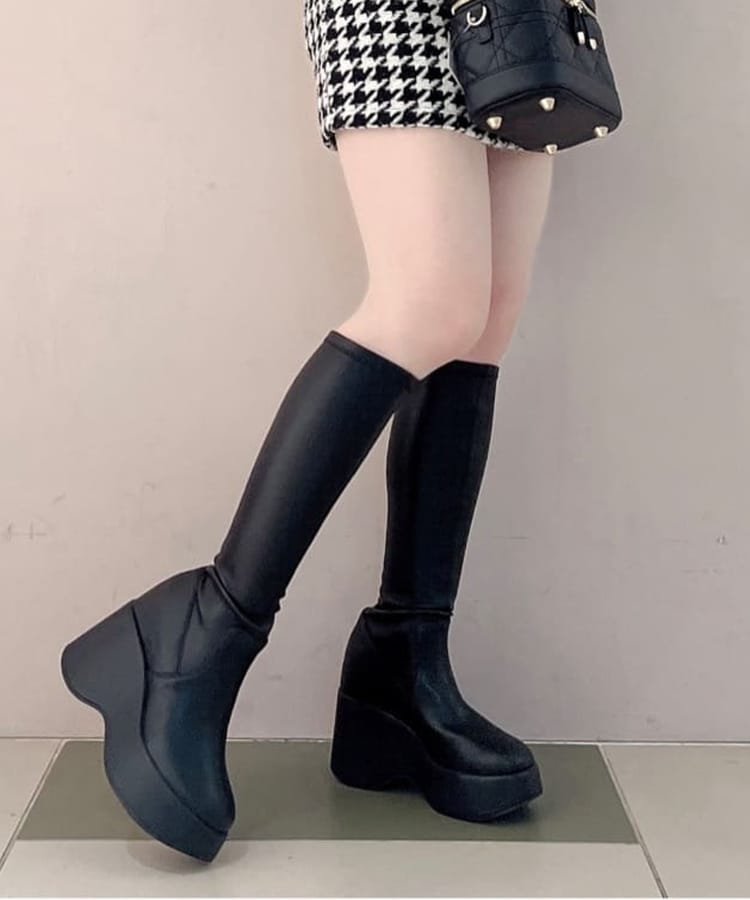 きゅんフィットインソールウェッジロングブーツ(ブーツ きゅんフィットインソールウェッジロングブーツ(ブーツ