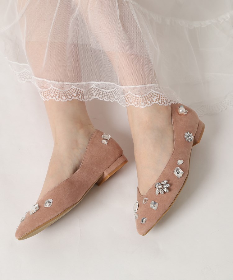 エスペランサ(ESPERANZA)のビジューフラットパンプス 結婚式二次会 パーティー 24SS23