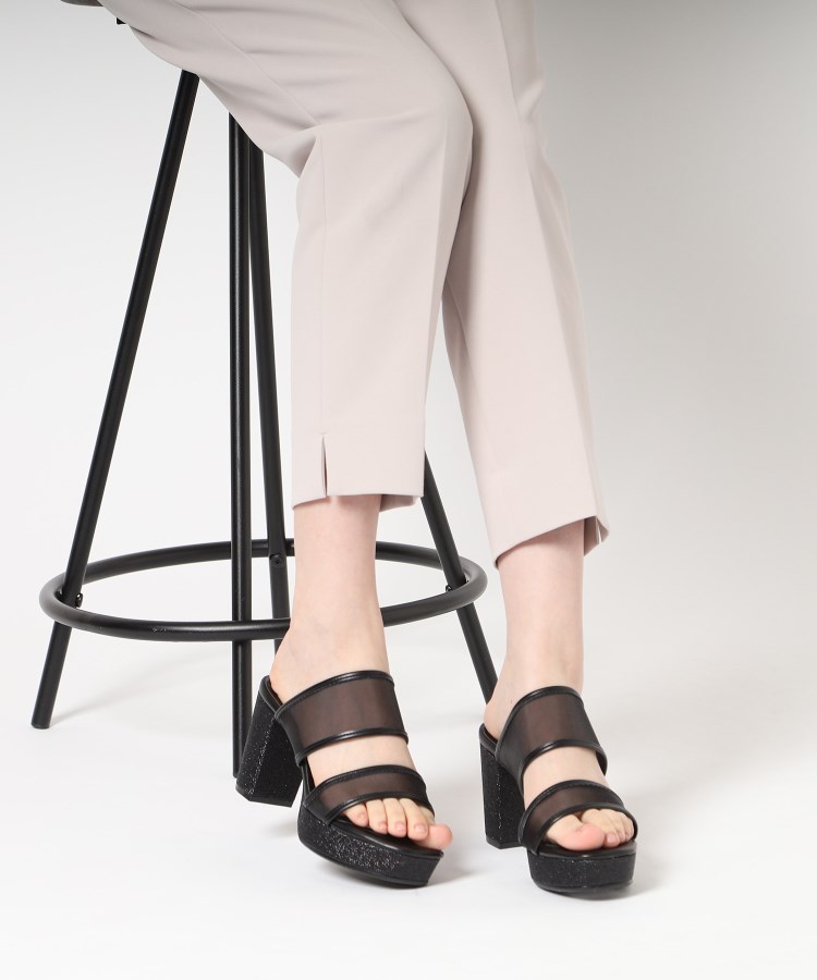 エスペランサ(ESPERANZA)のダブルベルトラメ厚底ミュールサンダル 24SS36