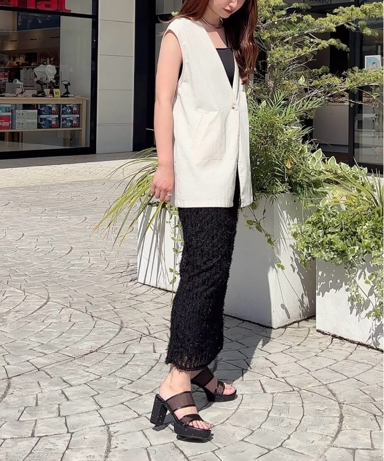 エスペランサ(ESPERANZA)のダブルベルトラメ厚底ミュールサンダル 24SS16