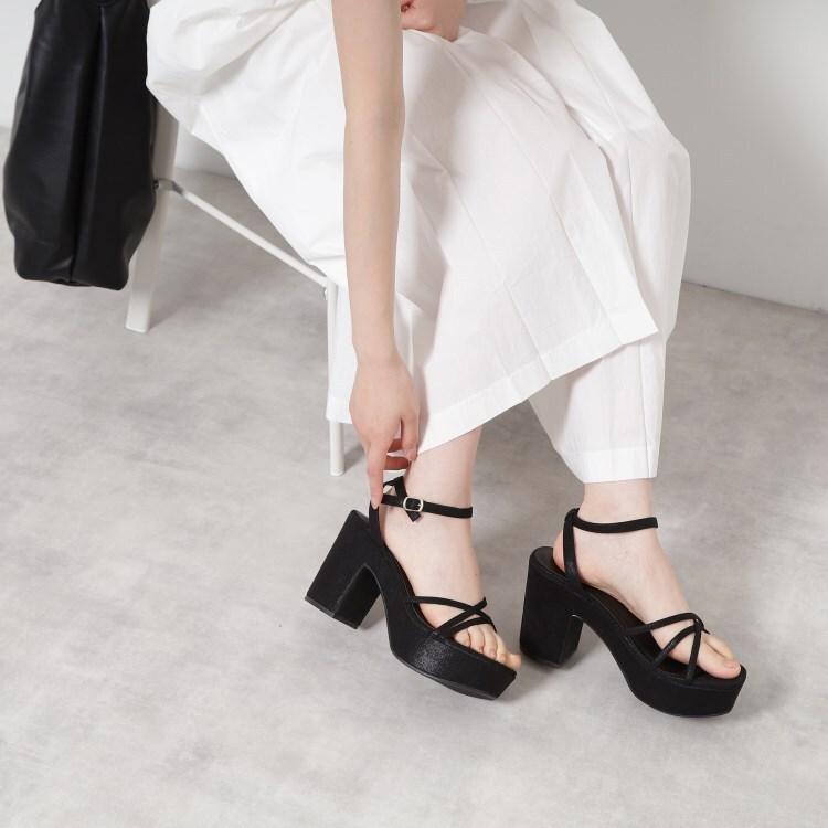 エスペランサ(ESPERANZA)の厚底アンクルベルトサンダル サンダル・ミュール