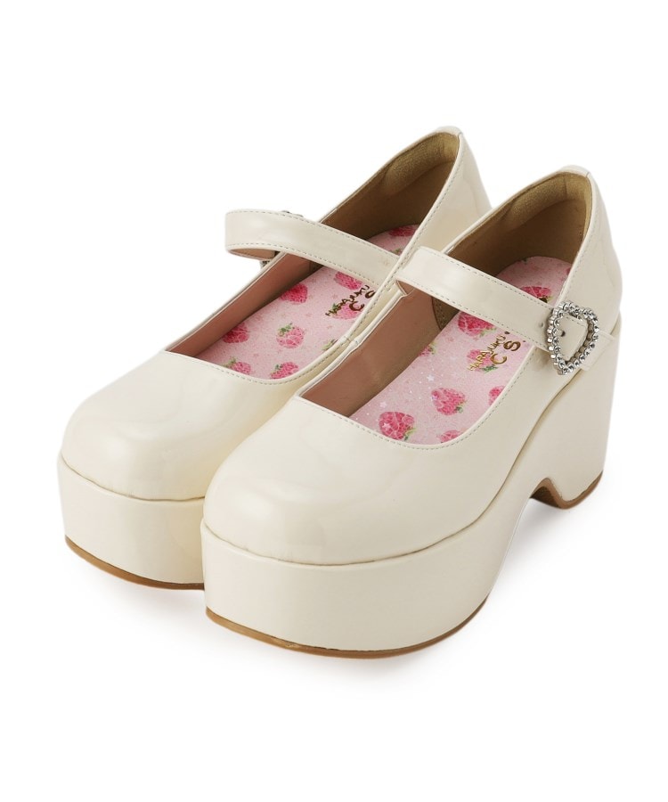 キラキラハートバックルらくちんウエッジ厚底パンプス(パンプス キラキラハートバックルらくちんウエッジ厚底パンプス(パンプス