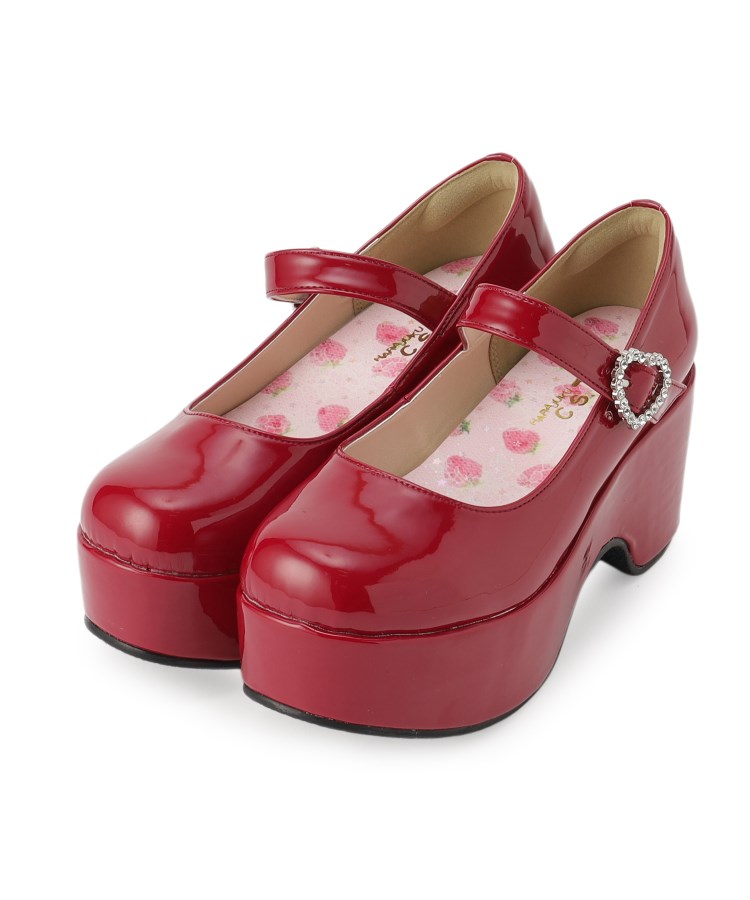 キラキラハートバックルらくちんウエッジ厚底パンプス(パンプス キラキラハートバックルらくちんウエッジ厚底パンプス(パンプス