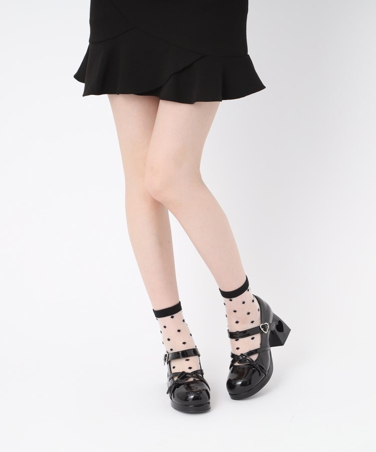 シーエス ティーアンドピー(csT&P)の大人気インフルエンサー 桜井ひかるちゃんコラボ 厚底ストラップ付ハートくり抜きヒールパンプス30