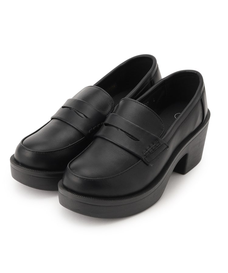 SHOES53045 黒の厚底ローファー