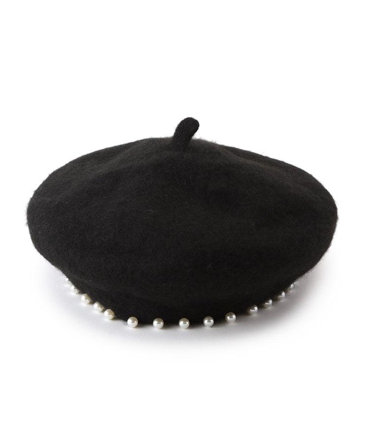 グランドエッジ(Grandedge)のフェルト・フェイクパールベレー帽【OberTashe】 ブラック(019)