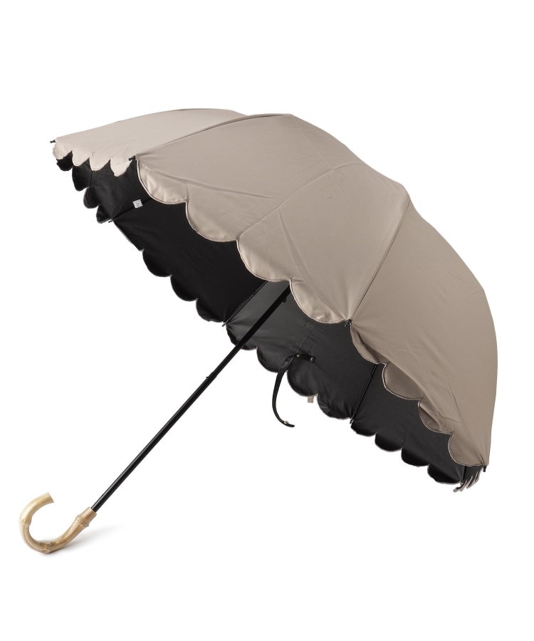 オーバー タッシェ(Ober Tashe)の遮光率100％2段折傘 晴雨兼用 日傘 スカラップ ディープブラウン(048)