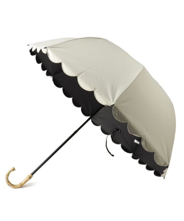 オーバー タッシェ(Ober Tashe)の遮光率100％2段折傘 晴雨兼用 日傘 スカラップ ホワイト(001)