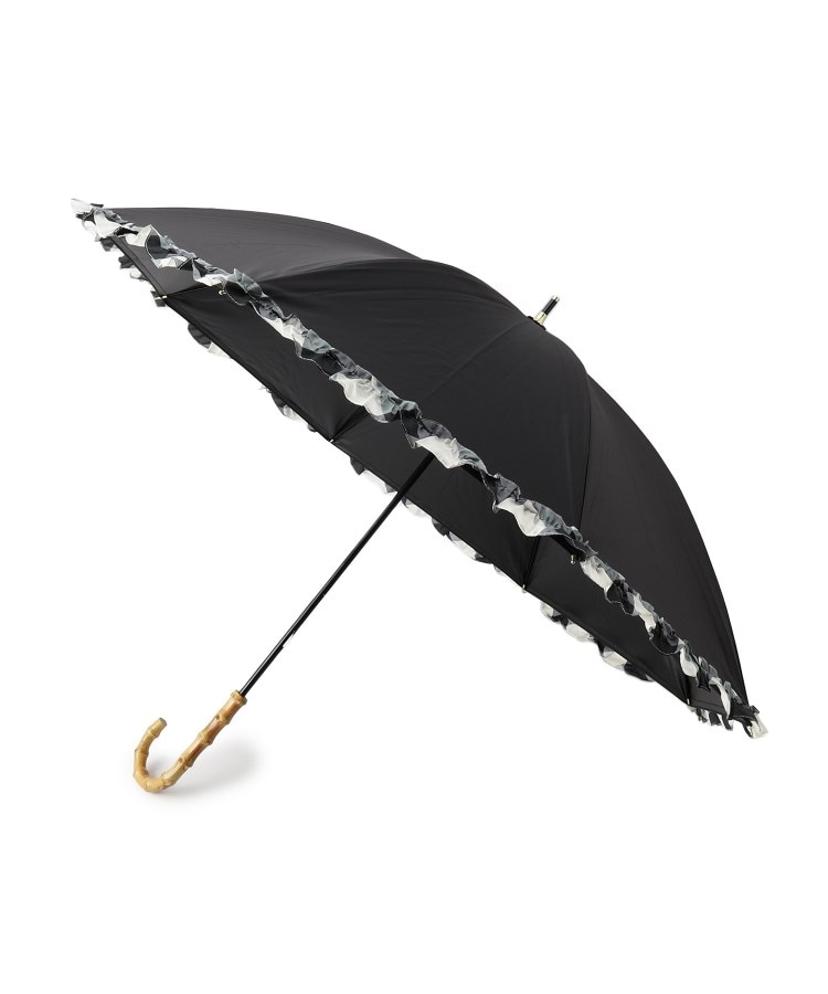 【色: ブラック】Wpc. 日傘 遮光バイアスチェックフリル ブラック 長傘 5