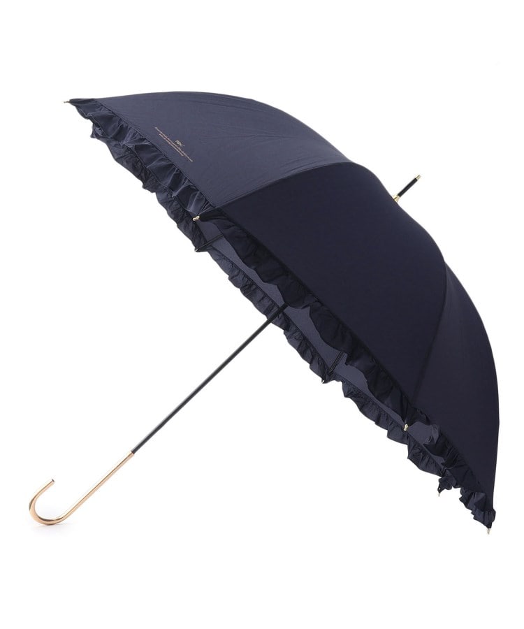 オーバー タッシェ(Ober Tashe)のフェミニンフリル 雨傘 日傘 遮光 レイン 長傘 ブルー(093)