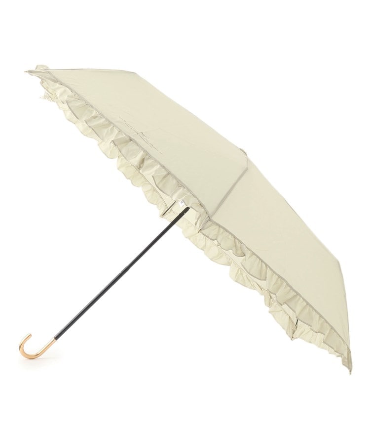 オーバー タッシェ(Ober Tashe)のフェミニンフリル ミニ 雨傘 日傘 遮光 レイン 折りたたみ傘 ベージュ(052)