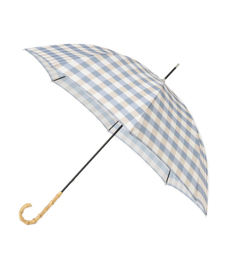 オーバー タッシェ(Ober Tashe)の晴雨兼用 UVカット80％ ギンガムチェック長傘 雨傘 サックスブルー(090)